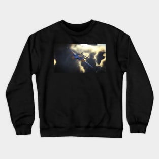 de haviiland Vampire breaking through the clouds at dusk Crewneck Sweatshirt